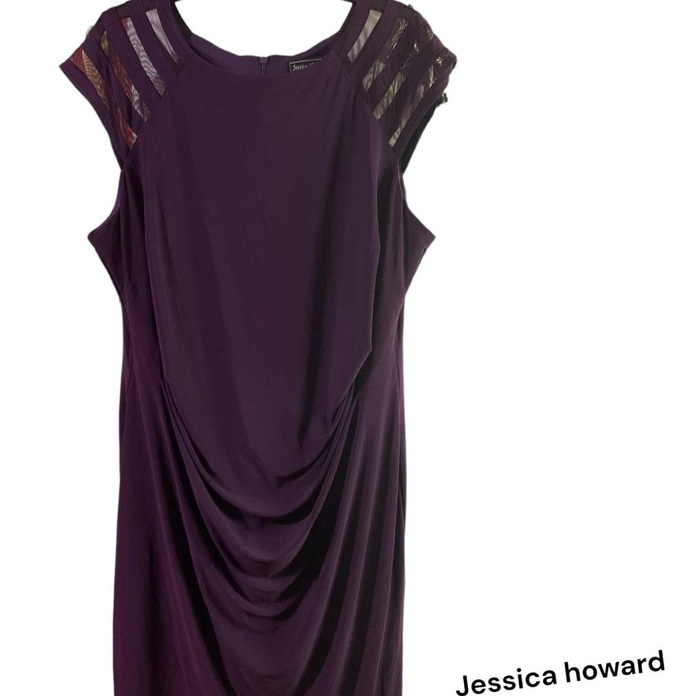 sz 18w Jessica Howard purple gathered front dress